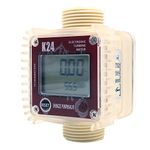 NUZAMAS Flow Meter Digital Turbine Flow Meter Electronic Flow Meter Pressure Gauge 1" Inlet/Outlet Thread for Liquid Water, Diesel