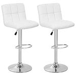 BestOffice Counter Height Bar Stools Set of 2 PU Leather Swivel BarStools for Kitchen Stool Height Adjustable Counter Stool Barstools Dining Chair with Back (White)