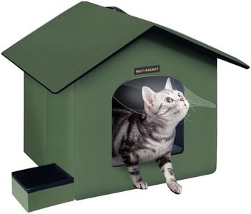 Rest-Eazzzy Outdoor Cat House, Feral Cat House Insulated with Mat and Clip, Weatherproof and Insulated, Cat Beds for Cats Kittens Puppies, Never Blow Away