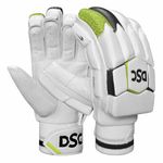 DSC Intense Fury Leather Cricket Batting Gloves, Mens Right (White Black), Standard