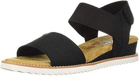 Skechers Women's BOBS Desert Kiss Sandal, Black, US 8