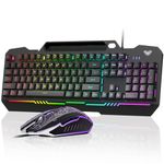 AULA T102 Gaming Keyboard and Mouse Combo | RGB Backlit Membrane Keyboard and Gaming Mouse | Wired Gaming Keyboard & Mouse Set for Windows PC Gamers (Black Panel | Black Keycaps)