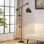 WOXXX Industrial Counterweight Pulley Floor Lamp with Adjustable Metal Shade Rustic Deep Bronze Floor Lamps for Living Room,Bedrooms,Office,Reading Farmhouse Tall Standing Lamp Modern Stand Up Lamp