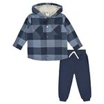 Gerber-Opp-22F- 2pc Flannel Jacket+Jogger - Blue- 4T