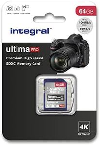 Integral Tarjeta SD de 64 GB 4K Ultra-HD Video Alta Velocidad Tarjeta de Memoria SDXC V30 UHS-I U3 Clase 10 de hasta 100 MB/s, el color puede variar