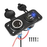 HTTYHT Dual USB Car Charger Socket Panel with 12V/24V Cigarette Lighter Socket - Quick Charge 3.0 USB Charger Car Power Outlet Socket Waterproof Cigarette Lighter Adapter for Car Boat Truck RV