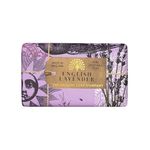 The English Soap Company Anniversary Wrapped Soap Bar, Lavender Shea Butter Soap Bar, Moisturising Soap Bar for Face and Body, English Lavender Scent 190g