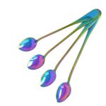 Glamified Latte Spoons, Pack of 4 Rainbow Long Handles Spoon for Coffee, Ice-Cream, Stainless Steel Teaspoon, Hot Drinks, Dessert & Ice Cream