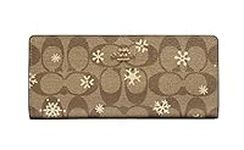 COACH Womens Slim Wallet In Leather, Im/Khaki/Gold Multi, Slim Wallet