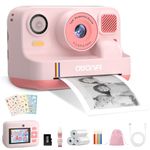 AWANFI Kids Camera Instant Print Toys, 48MP Digital Camera with 1080P Video, 32GB SD Card & 3 Rolls Printing Paper, Fun Instant Print Camera for Kids Ages 3-16, Perfect Christmas & Birthday Gift Pink