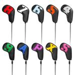 Golf Head Covers,Golf Club Headcovers Iron Thick Synthetic Leather,Golf Irons Club Head Covers with Large Number Black,with Number Label Golf Accessory for Men Women 10Pack