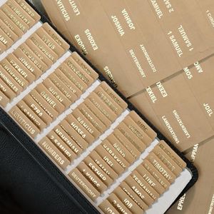 UPAFEXXI-Leather Bible Tabs, Bible Tabs for Women and Men(Gold Foil Lettering) Large Print Stickers, Easy to Read and Apply, 80 Chapters Labels for Easy Navigation (Tan)