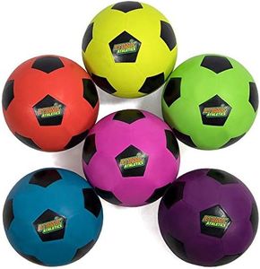 Atomic Athletics 6 Pack of Neon Rubber Playground Soccer Balls - Youth Size 4 8 Balls with Air Pump and Mesh Storage Bag by K-Roo Sports