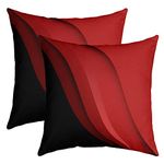 Loussiesd Set of 2 Geometry Throw Pillow Covers Geometric Strip Lines Cushion Case for Home Living Room Decor Reversible Modern Abstract Art Red Black Decorative Throw Cushion Case 24x24 Inch