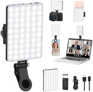 Newmowa 60 LED High Power Rechargeable Clip Fill Video Conference Light with Front & Back Clip, Adjusted 3 Light Modes for Phone, iPhone, Android, iPad, Laptop, for Makeup, TikTok, Selfie, Vlog