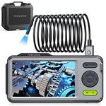 Teslong 5mm Borescope Inspection Camera, 1080P Dual Lens Inspection Camera with Lights, 5 Inch IPS Screen Endoscope, Waterproof Flexible Camera Probe, Semi-Rigid Snake Cable, 32GB TF Card (16.5FT/5M)