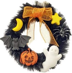 Dollhouse Halloween Wreath Spooky Front Door Accessory Miniature 1:12 Scale