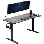 VIVO Electric 55 x 24 inch Stand Up Desk, Complete Height Adjustable Standing Workstation, Frame and Top, with Push Button Controller, Black, DESK-E155TB