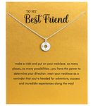 Baydurcan Friendship Anchor Compass Necklace Good Luck Elephant Pendant Chain Necklace with Message Card Gift Card, Brass, No Gemstone