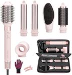 6 in 1 Hair Dryer Brush Set High-Speed 110,000 RPM Ionic Hot Air Styler with Auto Curlers Intelligent Heat Control Negative Ionic Blow Dryer for Fast Drying Curling Straightening Volumizing with Case