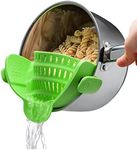 Original Kitchen Gizmo Strainer for Pots, Pans, and Bowls | Adjustable Silicone Clip on Colander | Snap N Strain Kitchen Gadget for Fruits, Veggies, Salads, Pasta, & More | Dishwasher Safe | Green