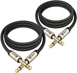 GearIT Guitar Instrument Cable (3ft 2-Pack) 1/4 Inch to 1/4 inch TS Straight Male to Male 6.35mm Mono Jack with Alloy Connector and Nylon Braid