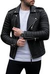 Men’s Black Leather Jacket – Top Grade Leather Motorcycle Jacket Men – Genuine leather Jacket Slim Fit Outwear (XL)