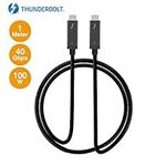 SIIG Thunderbolt 3 Certified, 40Gbps Thunderbolt 3 Active Cable 1M - 100W Charging/5A/20V - Daisy Chain up to 6 Devices - USB Type C with Thunderbolt Logo Compatible - 3.3 Ft