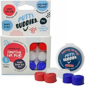 PUTTY BUDDIES Floating Earplugs 3-Pair Pack – Soft Silicone Ear Plugs for Swimming & Bathing – Invented by Physician – Block Water– Premium Swim Earplugs – Doctor Recommended – Easy to Use