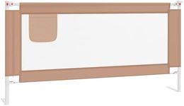 vidaXL Fabric Toddler Safety Bed Rail in Taupe Colour, 180x25 cm, Adjustable Height, Easy-to-Clean, Lightweight with Metal Frame, Suitable for Ages 18 Months - 5 Years