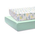 abracadabra Cotton Flat Sheet for Standard Cot and Crib, Super Soft, Breathable & Hypoallergenic, (165 cm X 106 cm, Set of 2, Lost in Clouds, Sea Green)