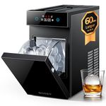 ecozy 2.4" / 60 mm Clear Ice Ball Maker, 8H Timer, LED Touch Screen, 40 Min Fast Making, CrystalFlux Technology, Compact Sphere Ice Machine, 32 pcs/Day, Self-Cleaning for Home Bar Whiskey & Bourbon