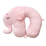 DC DECORIO® Kids Travel Pillow, Elephant Fur with Snap,U-Shaped Airplane Car Flight Head Neck Support Pillow with Washable Cover for Adults Toddler Children,Boys,Girls (Pink)