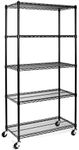 Seville Classics UltraDurable Heavy Duty NSF Solid Steel Wire Rack Storage Unit, Organizer for Garage, Warehouse, Office, Restaurant, Classroom, Kitchen, Black, 5-Tier Shelving, 36" W x 18" D