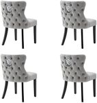 Wahson Velvet Dining Chairs Set of 4 Kitchen Leisure Chairs with Solid Wood Legs, Upholstered Side Chairs for Dining Room/Living Room/Kitchen