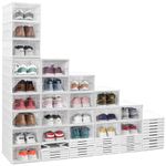 ABOUT SPACE Sneaker Box- 9 Pair Shoe Rack | Collapsible Shoe Organiser With Door-Foldable Sneaker Crates Footwear Organiser For Men, Women, Heels, Boots, Loafers, Sneakers, Slippers (White) - Plastic