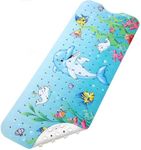 Bathtub Mat Non Slip Anti Mold for Kids, Extra Long 40X16 Inch Cartoon Bath Tub Shower Mat Anti Slip with Drain Holes and Suction Cups Machine Washable, Dolphin