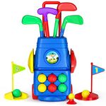 TEMI Toddler Golf Toy Set - Children Golf Suitcase Game Play Set & Sports Toys with 6 Play Balls, 4 Golf Clubs, 2 Practice Holes - Indoor and Outdoor Toys for 2 3 4 5 Year Old Boys Girls