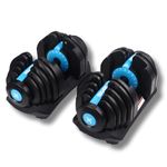 XRT65 Iron 5 Adjustable Dumbbells Set Of 2 | 4Kgs - 40Kgs | Gym Equipment Set For Home Workout | Designed In America | Black (40 Kgs + 40 Kgs)