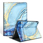 Case for iPad 10.2 Inch, iPad 9th Generation 2021 iPad 8th/7th Generation 2020/2019 - Multi-Angle Viewing & Auto Wake/Sleep, PU Leather Protective Folio Stand Cover with Soft TPU Back, Marble-goldblue