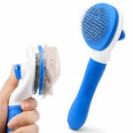 Petola Dog and Cat Hair Brush with Self-Cleaning Button – Pet Grooming Brush for Shedding and Massage with Soft Grip Handle and Beaded Bristles for Cats and Dogs, 6-Month Warranty - India