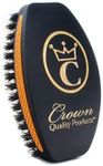 NEW 360 Wave Brush - Caesar 2.0 - Boar Bristle Hairbrush, Medium Soft, Matte Black, Metallic Gold Logo - Non-Slip Grip, Wet Dry Waterproof Design - by Crown Quality Products - Ultimate 360 Wave Brush