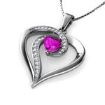 DEPHINI Elegant pink necklace | 925 Sterling Silver Heart Necklace | Zirconia Crystal | Women's jewellery gifts