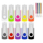 USB Flash Drive 2GB Bulk 10 Pack, Exmapor USB Stick Swivel Metal Shell Thumb Drive with LED Light Lanyards(10 Mix Colors: White/Green/Pink/Yellow/Orange/Gray/Red/Purple/Blue/Black)