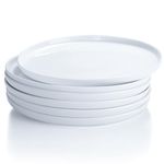 AntoKueh White ceramic plates set of 6, 10 Inch round Porcelain plate, 6-piece Salad dishes with lipped Edges for steak, Dessert, Dishwasher oven safe