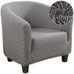 SearchI Club Chair Slipcover Stretch Barrel Chair Covers Printed Tub Chair Slipcovers Soft Spandex Armchair Sofa Cover Removable Couch Furniture Protector Arm Chair Cover for Living Room(Gray3)