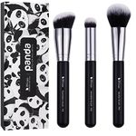 DUcare Makeup Kabuki Brushes 3Pcs Foundation Contour Brush& Concealer Brush Under Eye& Blusher Brush Face Blush Bronzer Travel Buffing Stippling Contour Liquid Blending Makeup brush set Black