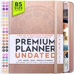 Life Planner - Undated Weekly & Monthly Planner | 12-Month Organizer for Productivity, Happiness & Gratitude | Includes Affirmation Stickers, To-Do Lists & Foldable Vision Board – Start Anytime