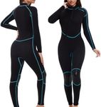 OMGear Wetsuit for Women 3mm Neoprene Dive Wet Suit for Cold Water Full Body Thermal Swimsuit for Adults Snorkel Suit for Scuba Diving Swimming Surfing(WomenAqua25,S)