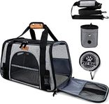 Lekesky Cat Carrier Airline Approved Pet Carrier Soft Sided Travel Carrier with 2 Detachable Bags for Small Cats Dogs Puppies Up to 10 Lbs, Grey